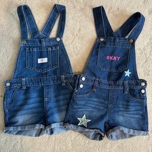 DKNY GIRLS SHORTALLS Overalls Denim Set 2 Darling Trendy Summer
